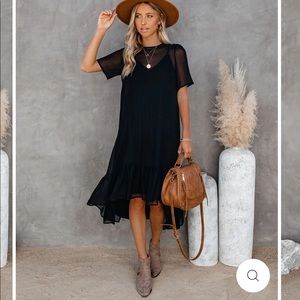 Noir high low ruffle dress